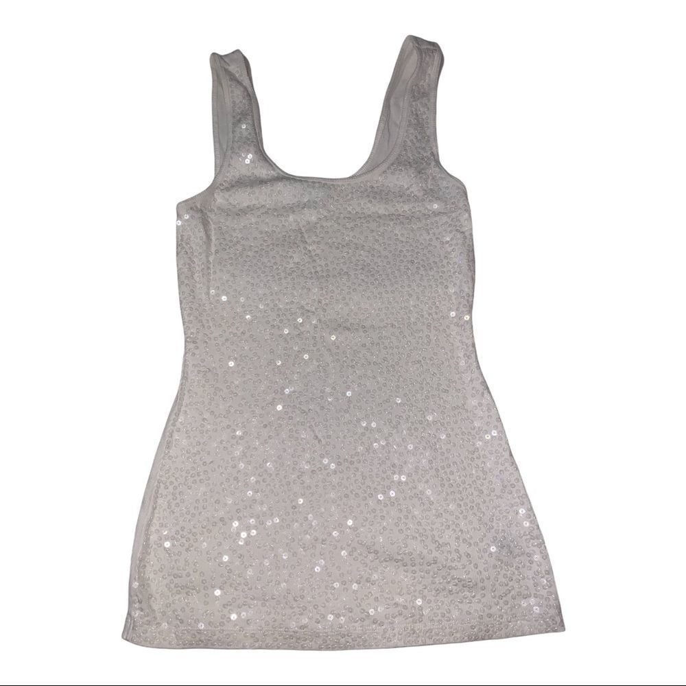 Express sequin white top 